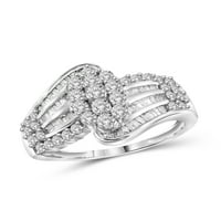 Jewelersclub 0. Sterling Silver 1. Karat bijeli dijamantni prsten za žene