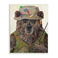 Stupell Industries Fisherman Outfit Brown Grizzly Bear Fishing Pole, 19, Dizajn Kamdon Kreations