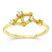 Natalia Drake CTTW Diamond Libra Horoskop prsten za žene u žutom zlatu veličine srebra sterliranog