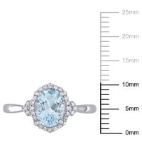 Miabella Ženska karat T.G.W. Ovalno izrezana akvamarina i karat T.W. Dijamantni 10KT bijelo zlato ovalni halo prsten