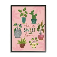 Stupell Industries Home Sweet Home Šarmantna biljka u loncu u loncu uokvirena zidna umjetnost, 14, dizajn Louise