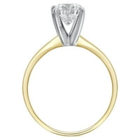 Arista 0. 14-karatni okrugli bijeli dijamantni prsten od 14 karata od žutog zlata