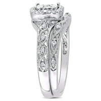 Carat T.W. Diamond Sterling Silver Halo Bridal Set