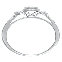 Dijamantni naglasak Drži me za ruku dijamantni prsten za obećanje od bijelog zlata 10K, veličina 9