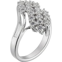 Rhodium pozlaćeni dijamantni naglašeni prsten
