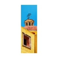 Zaštitni znak likovne umjetnosti živio Meksiko, žuta fasada crkve, platno Philipa Hugonnara