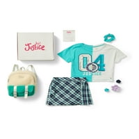 Justice Girls 4-komad poklon bo set s majicama, suknjom, torbom i priborom za kosu, veličine 5-18