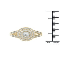 Carat T.W. Dijamantni dvostruki halo klaster 10KT zaručnički prsten od žutog zlata