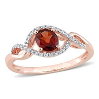Carat T.G.W. Garnet i Carat T.W. Dijamantni 10KT ružini zlatni halo beskonačni prsten