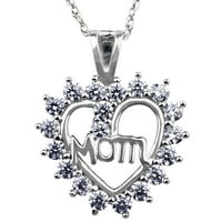 Mamin privjesak za srce s imitacijom dijamanta od 18 srebra u srebrnom srebrnom dijamantu