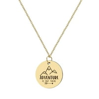 Avantura je vani Inspirativna ogrlica od nehrđajućeg čelika zlatna ogrlica za diskove za žene privjesak nakit s