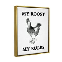 Studell My Roost & Pravila Smiješne pileće životinje i insekti Slikanje zlatnog plutara uokvirenog umjetničkog tiska