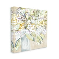 Stupell Industries Potpuno raznoliki cvjetni aranžman bijele latice vaze za slikanje zamotana platna za tisak zidne