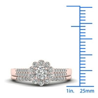 1 3CT TDW Diamond 10K ružičasti zlatni cvijet Halo Bridal Set