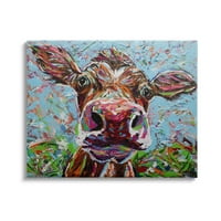 Stupell Industries podebljana stoka krava Kaleidoskopska slojevita poljoprivredna poljoprivredna slika Slikanje