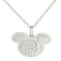 Disney Mickey Mouse Sterling Silver Početna ogrlica za kubičnu privjesku cirkonija, 18