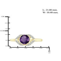 Jewelersclub Ametist Ring Birthstone nakit - 1. Karat Amethist 14K zlatni nakit od srebrnog prstena s bijelim dijamantnim