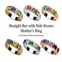 Nana Straight Bar W bočna CZ Odraslih ženskih majki Dan prstena 1- kamen, 10k žuta zlata veličine 9,5 kamena3