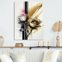 DesignArt ruže Flow cvijet na zlatnoj bež boje v platno zidna umjetnost