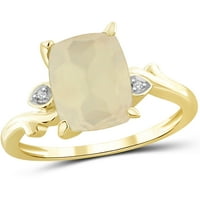 Jewellersclub Moonstone Ring Birthstone Nakit - 3. Karat Moonstone 14K Zlatni nakit od srebrnog prstena s bijelim