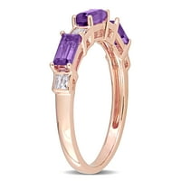 Miabella ženska karat Ametist i White Topaz 10KT ružičasti zlato poluvremeni prsten
