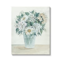 Stupell Industries Wildflower Daisies Cvjetni buket aranžmana Staklena vaza za slikanje galerija zamotana platna