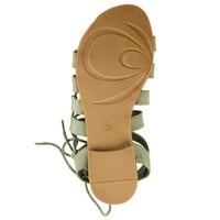 Ženske gladijatorske sandale od FAA kože s kariranim remenima