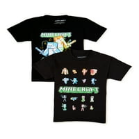 Minecraft Boys Creepers Grafička majica, 2-pack, veličine 4-18