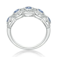 Jay Heart dizajnira sterling srebrni Swarovski maštovito plavo -bijeli simulirani bijeli dijamantni prsten