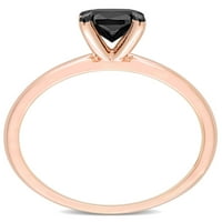 Carat T.W. Crni dijamant 14KT ružičasto zlato crni rodij zaručnički prsten pasijansa