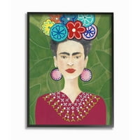 Stupell Industries Frida modni dizajnerski uzorak Slikanje zeleno uokvirene teksturizirane umjetnosti Regina Moore