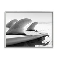 Stupell Industries Surfboard Fins Beach Sports Photography Ocean Coast Photo Photo Grey Framed Art Print Art Art,