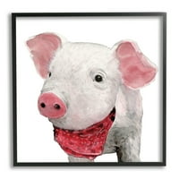 Stupell Industries jednostavna seoska farma svinja koja nosi crvenu bandanu uokvirenu zidnu umjetnost, 30, dizajn