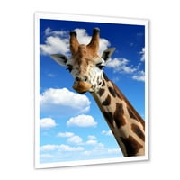 DesignArt 'žirafa na portretu plavog neba' Farmhouse uokvireni umjetnički tisak