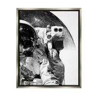 Stupell Industries jednobojni astronaut daljinski planet vanjskim fotografijama fotografija Fotografija sjajna siva