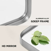 Neusype 28 x24 aluminijska legura zidna nosača zaobljenog kutnog pravokutnog ogledala, srebro