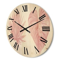 DesignArt 'tropska ružičasta akvarel lišća na bijeloj ii' shabby chic wood wild sat
