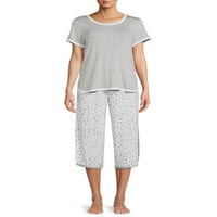 Tajna blaga Essentials Women i Women's Plus majica i hlače za spavanje Capri, 2-komad